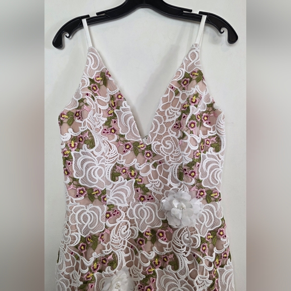 HELSI Norah Plunging Dimensional Floral Column Dress M - Picture 6 of 9